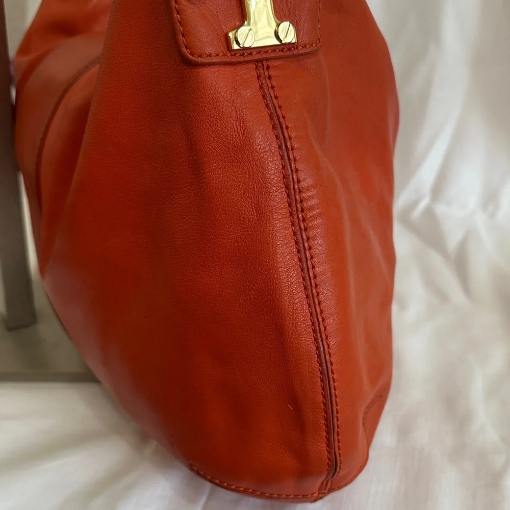 Tory Burch Vibrant Orange Leather Hobo Bag - Picture 5 of 16